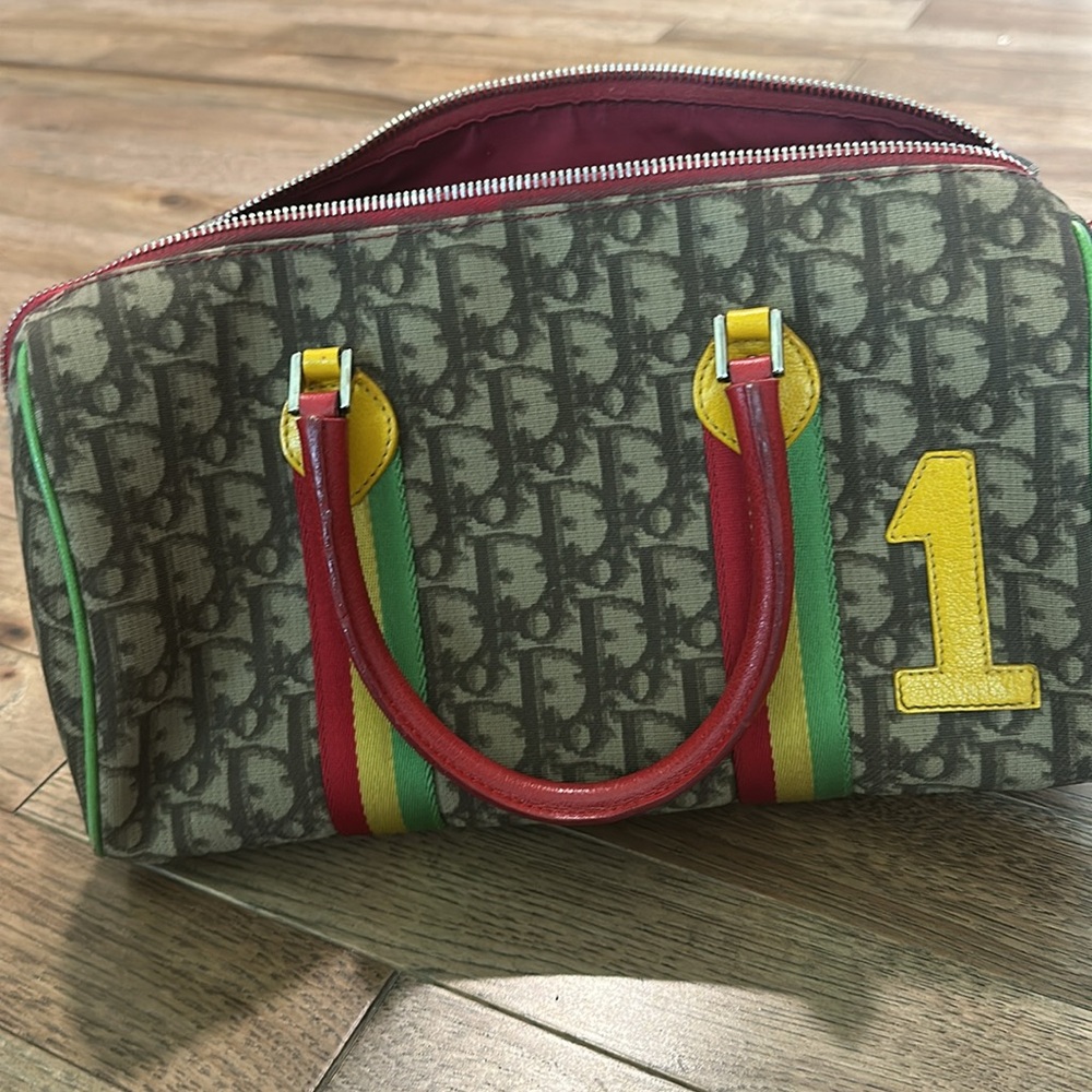 Dior Gray and Red Satchel Bag